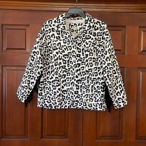 Peach Love animal, print denim jacket, western flare, fringe back